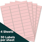 JAM Paper Étiquettes postales, 2 5/8 x 1 po, rose bébé, 30 par page, 480 par paquet-Taille : 2 5/8 x 1 po