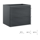 Modway - Render Support mural de 24" Armoire de toilette de salle de bain (lavabo non inclus) - Gris-Calleton de montage compatible avec les cloisons sèches