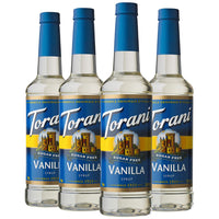 Torani - Sirop vanille sans sucre - 750 mL - paquet de 4-Plus que simple café : Idéal pour les lattes, les frappes, les thés, les cafés, les cocos chauds, les milkshakes, les desserts et autres boissons mélangées congelées