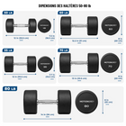 MotionGrey - Haltère  à poids fixe pour l’entraînement musculaire à domicile - 70 lb-7