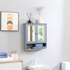 Kleankin - armoire à pharmacie murale avec miroir - gris-Armoire à deux portes et étagère inférieure pour ranger et exposer les essentiels du quotidien 