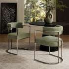 Modway - Huron Dos courbé Tissu et métal Chaise d’accent pour salle à manger - Feuille d’argent-Glissières de plancher ajustables non marquées