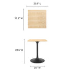 Modway - Lippa 24 po Carré Bois Table à manger, Noir Naturel-Table en MDF