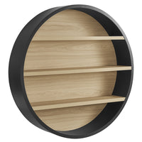 Modway - Romy 47 po Manche Étagère murale - Noir/naturel-Cadre circulaire rétro