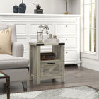 HOMCOM - Table d’appoint avec rangement - gris-Une étagère ouverte, un tiroir et un plateau pour ranger les objets essentiels du quotidien et les décorations 