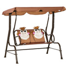 Outsunny - Chaise balançoire d’extérieur pour enfants 2 places avec auvent réglable - café-Cadre en métal solide et pieds antidérapants assurent la stabilité et maintiennent l'ensemble stable . 