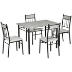 HOMCOM - Ensemble de salle à manger 5 pièces effet marbre avec chaises rembourrées - gris-L’aspect moderne effet marbre s’harmonise avec la plupart des styles de décoration intérieure