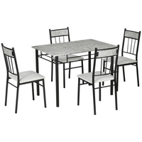 HOMCOM - Ensemble de salle à manger 5 pièces effet marbre avec chaises rembourrées - gris-L’aspect moderne effet marbre s’harmonise avec la plupart des styles de décoration intérieure