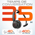 Delton - Casque mono Bluetooth 50X avec réduction de bruit, supra-auriculaire, noir-Compatible avec une large gamme d'appareils, notamment Windows, Mac, ordinateurs portables, téléphones, tablettes et téléphones fixes, pour une polyvalence inégalée.