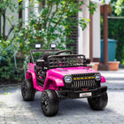 Qaba - Voiture camion 12V pour enfants à chevaucher avec télécommande, portes ouvrables - rose-Télécommande avec trois vitesses, option de conduite autonome disponible pour les enfants 