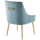 Modway - Discern Velours Performance Rembourré Chaise à manger Ensemble de 2 - Bleu clair-Acier inoxydable en or brossé