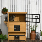 PawHut - Maison pour chat d’extérieur à 3 étages, avec plancher surélevé, toit résistant aux intempéries, portes d’évasion - jaune-Porte d'évasion, plateforme de saut, trou au sol, offrent des entrées amusantes 