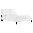 Modway - Roxanne Performance Velvet Lit de plateforme King, Blanc-Lit King moderne vintage