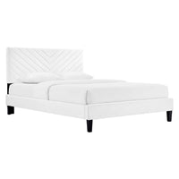 Modway - Roxanne Performance Velvet Lit de plateforme King, Blanc-Lit King moderne vintage
