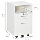 Vinsetto - Classeur à 2 tiroirs pour documents format lettre/A4 avec serrure - blanc-5 roulettes universelles assurent un déplacement facile, dont 2 équipées de freins pour plus de sécurité 
