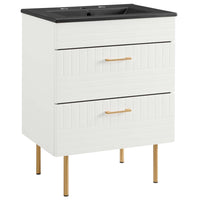 Modway - Daybreak 24" Vanette de salle de bain - Blanc Noir-MEUBLE DE SALLE DE BAIN CONTEMPORAINE - Doté d’un design épuré et d’une quincaillerie en métal doré, ce meuble intègre un style contemporain à votre espace de salle de bain