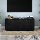 Hudson&Canal - Meuble TV Hanson pour téléviseurs jusqu'à 65 pouces - Grain noir-Fabriqué à partir de matériaux robustes en MDF et PVC dans une finition grainée noire artisanale