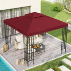 Outsunny - Toit de rechange pour pavillon carré à 2 niveaux 10 pi L x 10 pi l, rouge vin-Tissu polyester 180g/㎡ avec revêtement PA