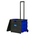 BAZIC Products - Chariot pliant sur roues avec couvercle, 16 po x 18 po x 15 po, Noir/Bleu-Peut contenir jusqu'à 70 lb