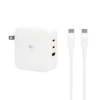 LBT - Chargeur triple port LBT GaN 2xUSB-C et 1xUSB-A 100 W PD avec câble USB-C vers C de 2,1 m-2 ports USB-C et 1 port USB-A