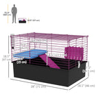 PawHut - Cage pour lapin, cochon d’Inde, furet, rat, hamster 28 po L - noir-Fond profond pour contenir la litière et autres débris 