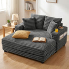 HOMCOM - Chaise longue-lit surdimensionnée rembourrée 60 po - gris-Dispose de porte-gobelets doubles sur les accoudoirs pour des sessions de jeu ou de cinéma sans interruption 