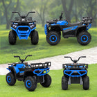 Qaba - Véhicule électrique pour enfants 12V à batterie avec 4 roues à suspension à ressort - bleu-Deux moteurs 12V permettent des mouvements avant et arrière 