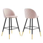 Modway - Cordial Performance Velvet Tabourets de bar - Rose - Ensemble de 2-Tabourets de bar rétro modernes