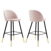 Modway - Cordial Performance Velvet Tabourets de bar - Rose - Ensemble de 2-Tabourets de bar rétro modernes