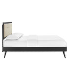 Modway - Willow Bois Lit à plateforme queen avec pieds écartés, Noir beige-Construction en bois, MDF et placage
