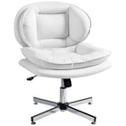 HOMCOM - Chaise de bureau sans accoudoirs à croisillons - blanc-Assise large sans accoudoirs avec rembourrage en ouate de polyester double couche, pour s’asseoir en tailleur confortablement