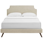 Modway - Corene Tissu Lit à plateforme Queen avec pieds ronds et écartés, Beige-Montures en quatre emplacements