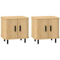 HOMCOM - Table de nuit avec portes à persiennes - chêne - lot de 2-Améliorez la décoration de votre chambre avec cet ensemble de deux tables de chevet de style nordique