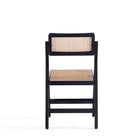Manhattan Comfort - Lot de 4 chaises pliantes de salle à manger Pullman 46 cm style industriel chic, noir et cannage naturel-20,87 po L x 23 po l x 32,67 po H