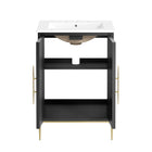Modway - Awaken 24" Vanette de salle de bain - Blanc Noir-Construction en bois massif et MDF