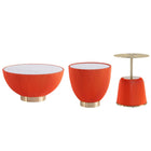 Manhattan Comfort - Ensemble de 3 tables : table basse et tables d’appoint Anderson modernes, revêtement similicuir orange-Ensemble moderne de table basse et de tables d’appoint 3 pièces pour salon