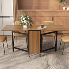 HOMCOM - table à manger pliante à abattants 67 po avec étagères de rangement pour 4 - brun-Design élégant avec des lignes épurées et une couleur marron pour une touche d’élégance