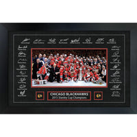 Chicago Blackhawks 2015 Stanley Cup Replica Signature Frame - Impression encadree - 35" x 23"-Qualité supérieure - print framed