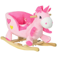 Qaba - Cheval à bascule pour bébé licorne avec chansons et ceinture de sécurité - rose-Design de licorne avec un son agréable qui captive et ravit les enfants 