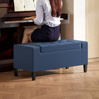 HOMCOM - Banc de rangement avec ottoman à dessus rabattable - bleu-Assemblage facile requis 