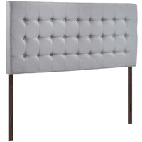 Modway - Tinble Tissu rembourré Tête de lit Queen, Gris ciel-Tête de lit élégamment touffée à boutons