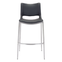 Zuo - Ace Tabouret de bar - Noir/Argent - Ensemble de 2-Rembourrage moelleux et confortable