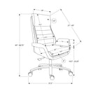 Monarch Specialties - 7252 Chaise de Bureau Ergonomique Aspect Cuir - Gris Foncé-La base pivotante avec roues durables assure une mobilité fluide et une flexibilité dans tout le bureau