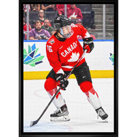 Connor Bedard 20x29 Canada World Juniors-V - Toile encadree - 22" x 31"-Impression sur toile de qualité supérieure avec bordures enveloppées