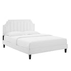 Modway - Sienna Performance Velvet Lit de plateforme King, Blanc-Velours de performance résistant aux taches