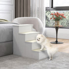 PawHut - Escaliers pour animaux pour lit haut - 15,7 po L x 23,2 po l x 21,3 po H - blanc-Marches de 5,6 po (14,3 cm) de hauteur et 6,7 po (17 cm) de largeur, vos animaux peuvent les monter sans problème 