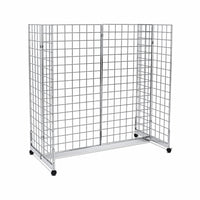 Wamaco - Kit de base pour gondole avec Quatre panneaux grillagés 2 x 4 pieds - Chrome-Kit tout-en-un - Inutile de chercher quelles pièces de grille s'assemblent entre elles, car une fois monté, ce kit constitue un présentoir gondole fonctionnel.
