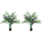 Outsunny - Palmier tropical artificiel 4 pi avec feuilles réalistes - vert - lot de 2-Belle plante artificielle au design de palmier, lot de deux  