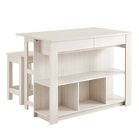 Modway - Meadowbrook 3 pièces Îlot de cuisine et ensemble de tabouret, Érable blanc-Ensemble d’îlot de cuisine moderne