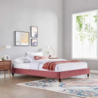 Modway - Harlow Performance Velvet Cadre de lit à plateforme jumelée, Rose poussiéreuse-Assemblée requise